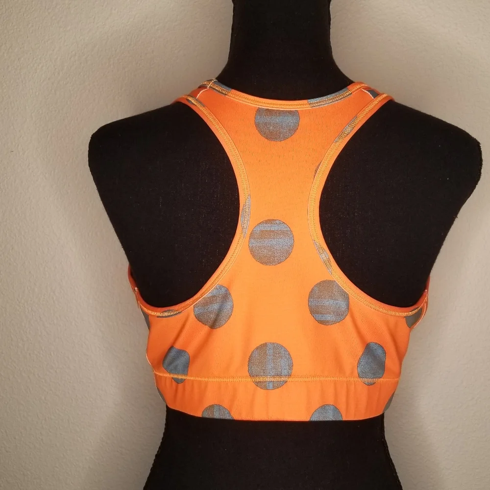 Nike Pro Sports Bra orange polka dot center swoosh XL Activewear Yoga - Picture 2 of 7